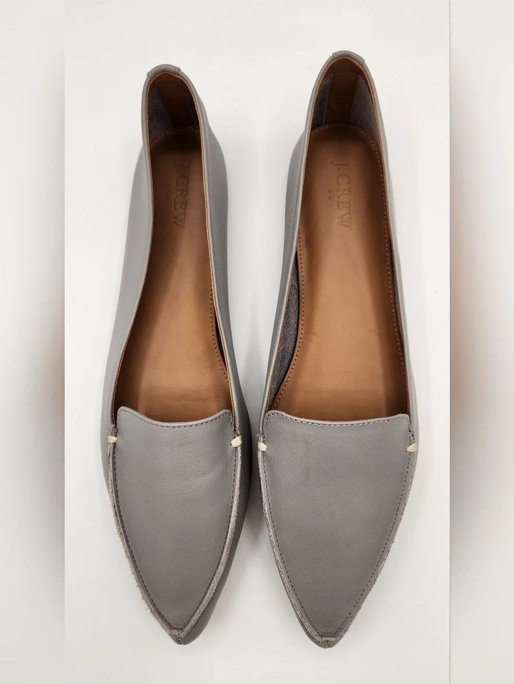 NWOT J.Crew Factory Leather Edie Loafers Pewter Gray Size 11